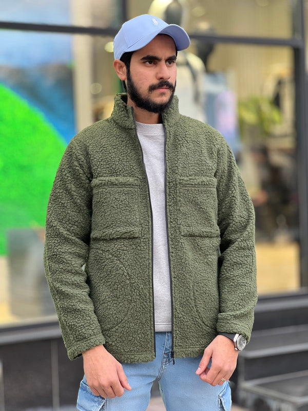 P&B Sherpa Green Zipper Hoodie (00483)