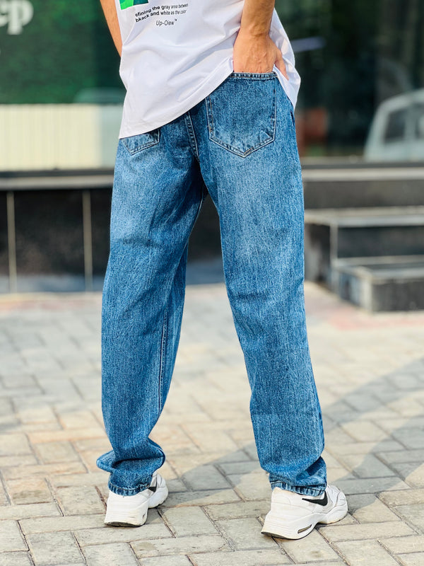 ACID Wash Blue Baggy Fit Jeans (00460)