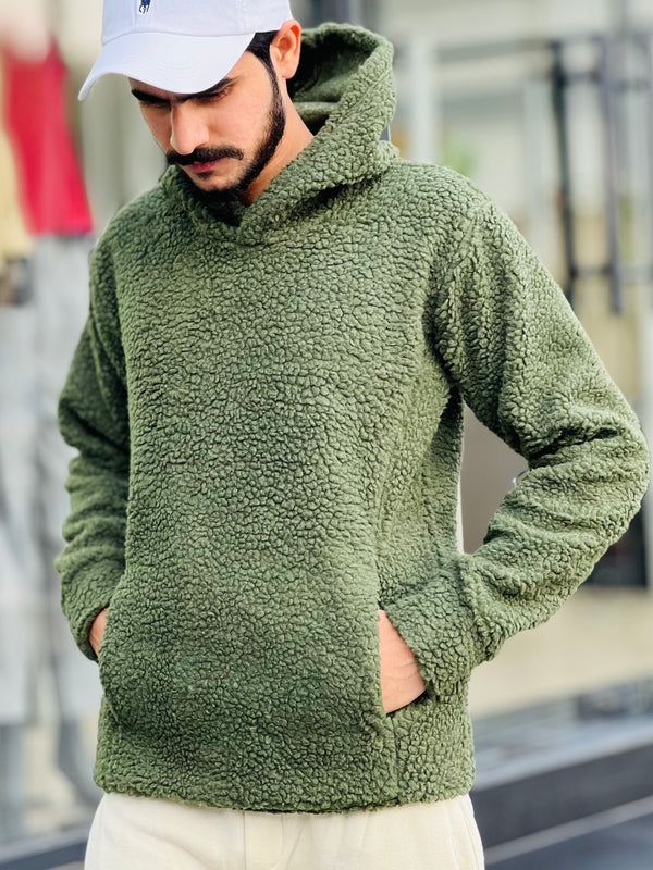 P&B Sherpa Basic Green Pullover Hoodie (00479)