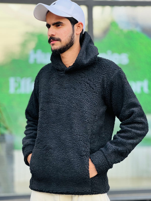 P&B Sherpa Basic Black Pullover Hoodie (00479)