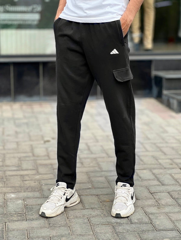 ADS Black Cotton Terry Trousers (00469)