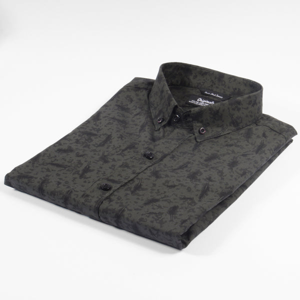 J&J printed premium dark green shirt (00156)