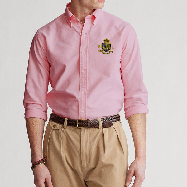 RL emb-logo pink  oxford shirt (00156)