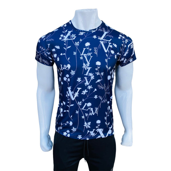 lVX exclusive blue-allover printed slim fit T-Shirt-99