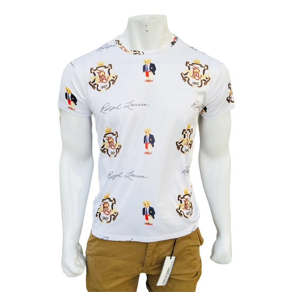 RL  M-bear exclusive white slim fit T-Shirt