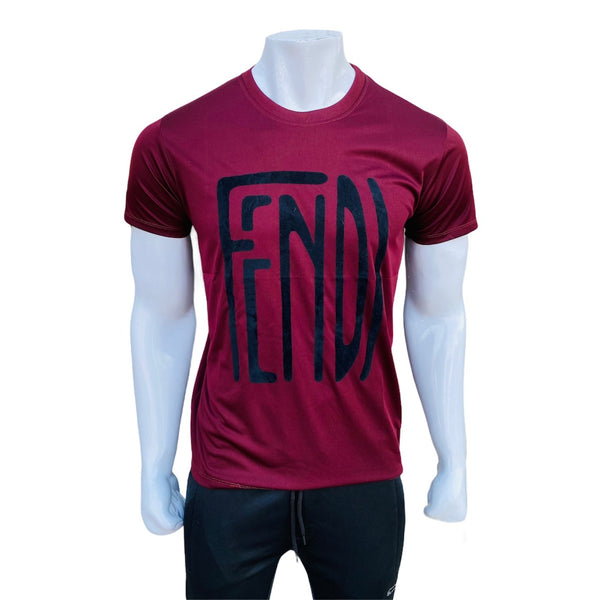 FND exclusive maroon printed slim fit T-Shirt-99