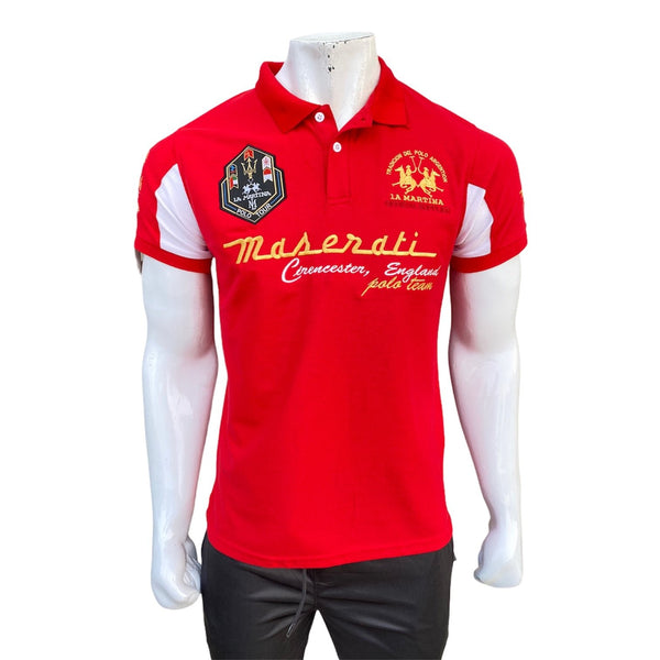 LA-M red polo shirt