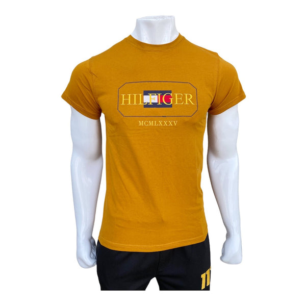 TMY-EMB mustard slim fit T-Shirt