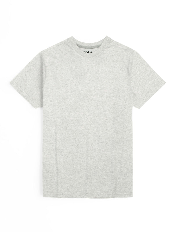 ZR grey basic cotton regular sleeves T-Shirt (00313)