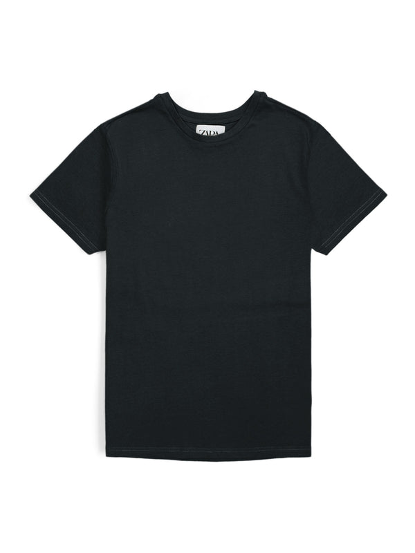 ZR black basic cotton regular sleeves T-Shirt (00313)