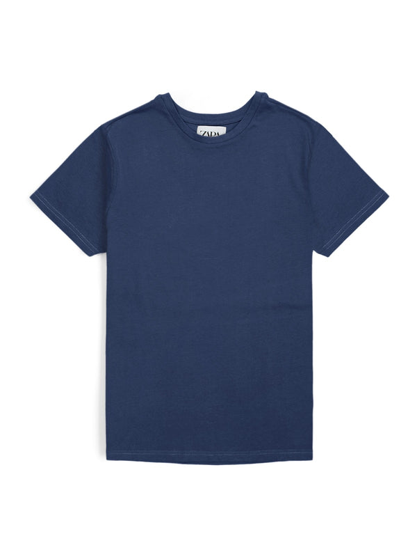 ZR blue basic cotton regular sleeves T-Shirt (00313)