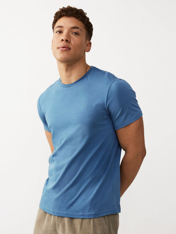 ZR blue basic cotton regular sleeves T-Shirt (00313)