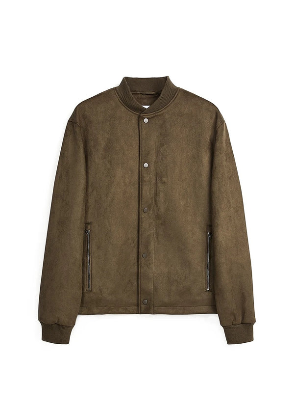 ZR Suede brown button up bomber jacket (00224)