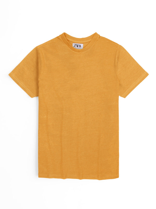 ZR mustard basic cotton regular sleeves T-Shirt (00313)