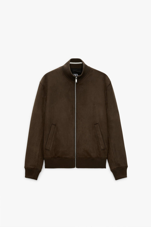 ZR suede mock neck brown Jacket (00268)